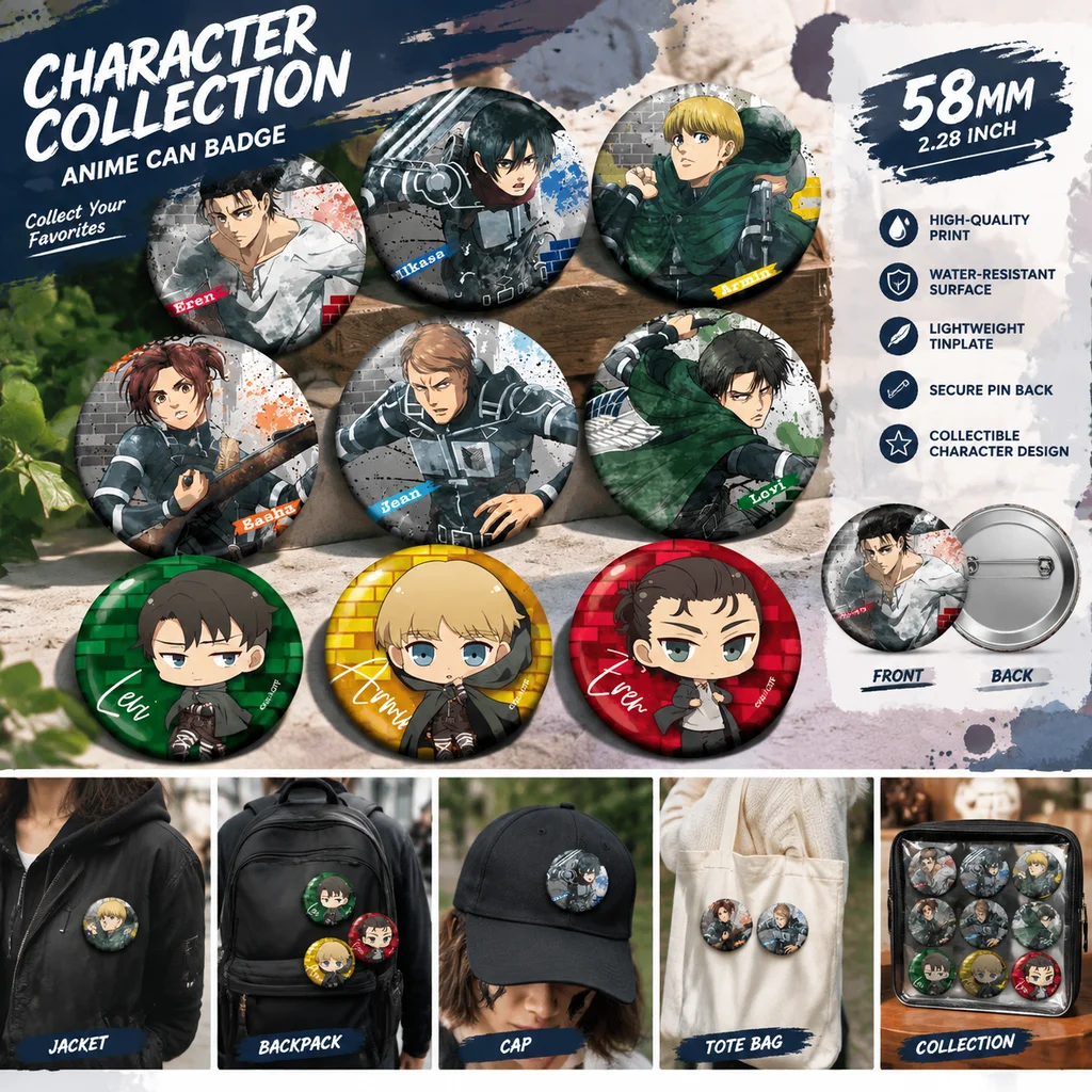 Attack on Titan Anime Merch Ba - Pin Button Badge recension och pris